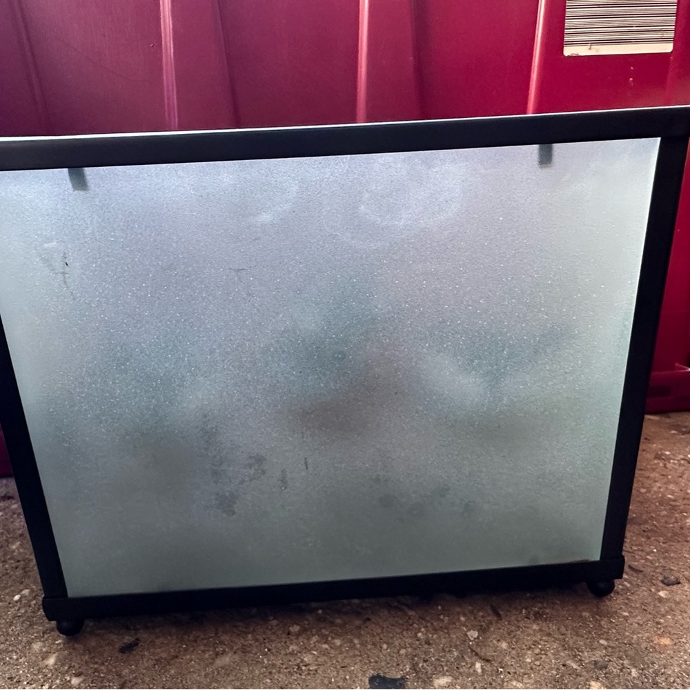 black Metal /Tealight Candle Holder frothed Glass Panels & cat/ghost Silhouettes